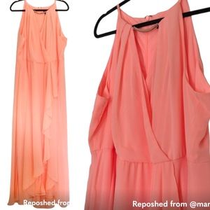 Coral Halter Dress Bridesmaid Gown